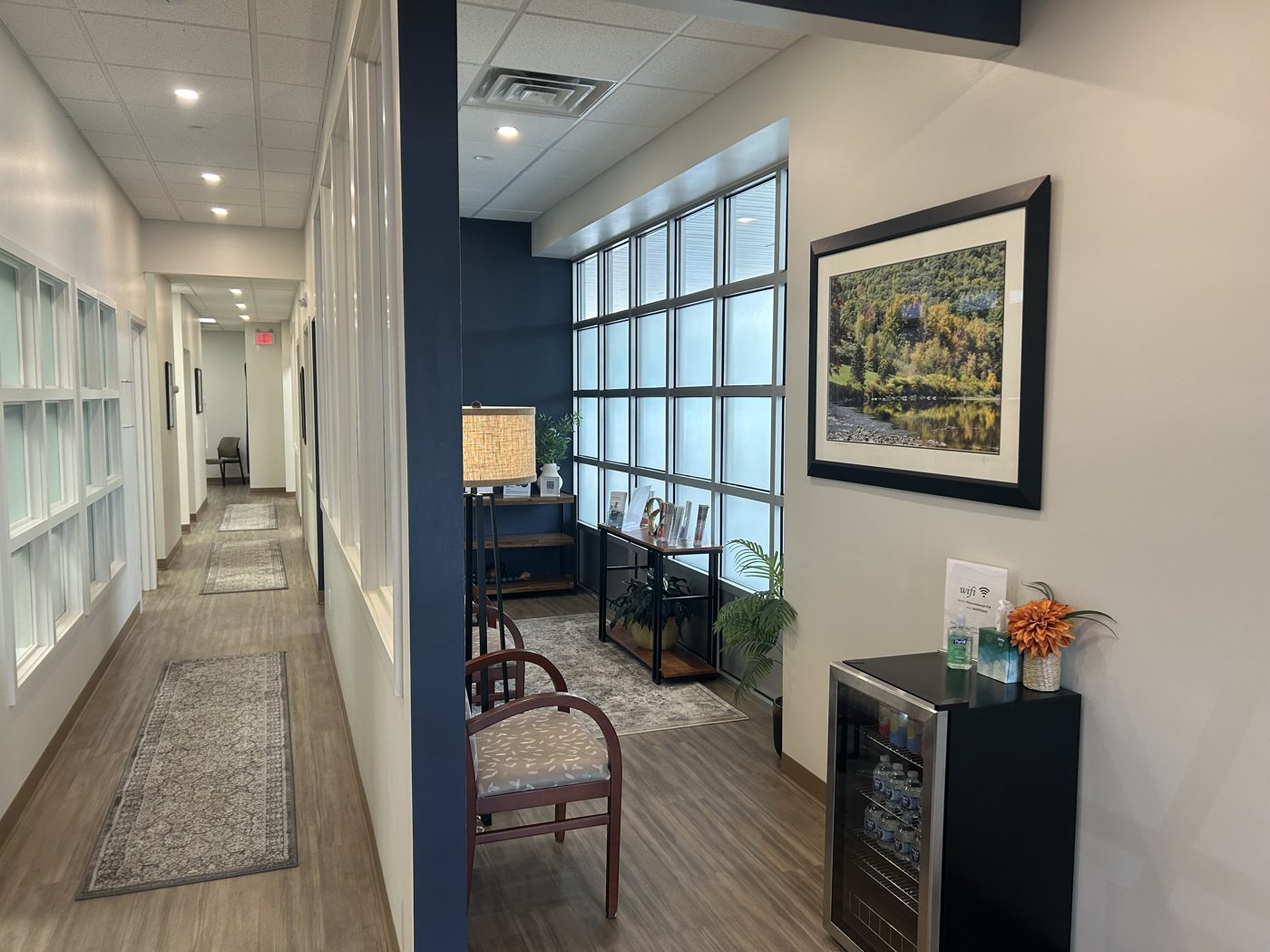 Pinnacle Dental hallway and waiting area in Farmington, CT